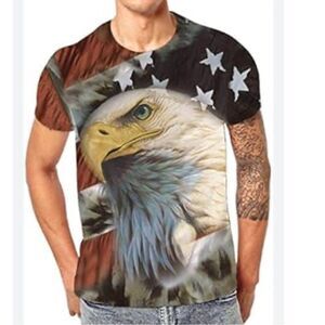 RXBC2011 Men's American Flag Eagle 3D Printed T-shirt USA Black Size Large
